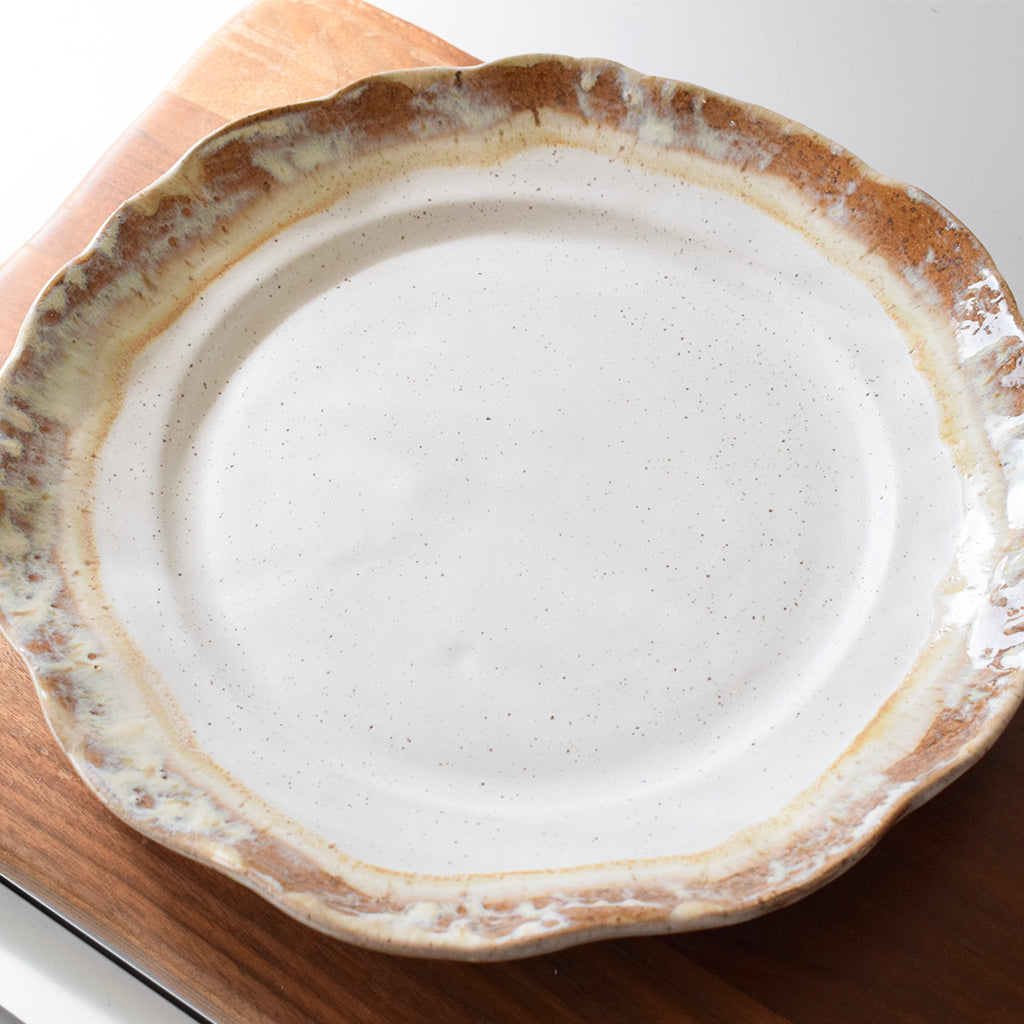 Rimmed Round Dinner Plate-Cottonwood - TheMississippiGiftCompany.com