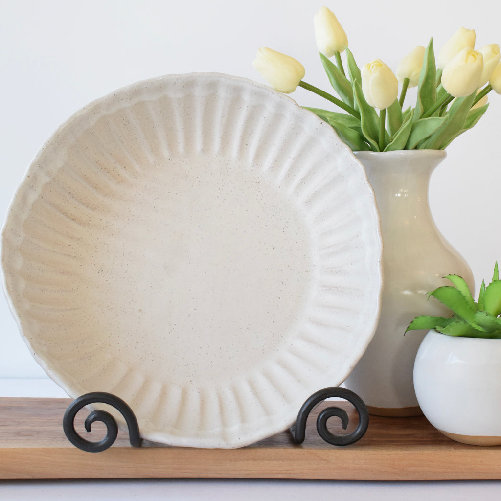 Crimped Serving Bowl Simply White - TheMississippiGiftCompany.com