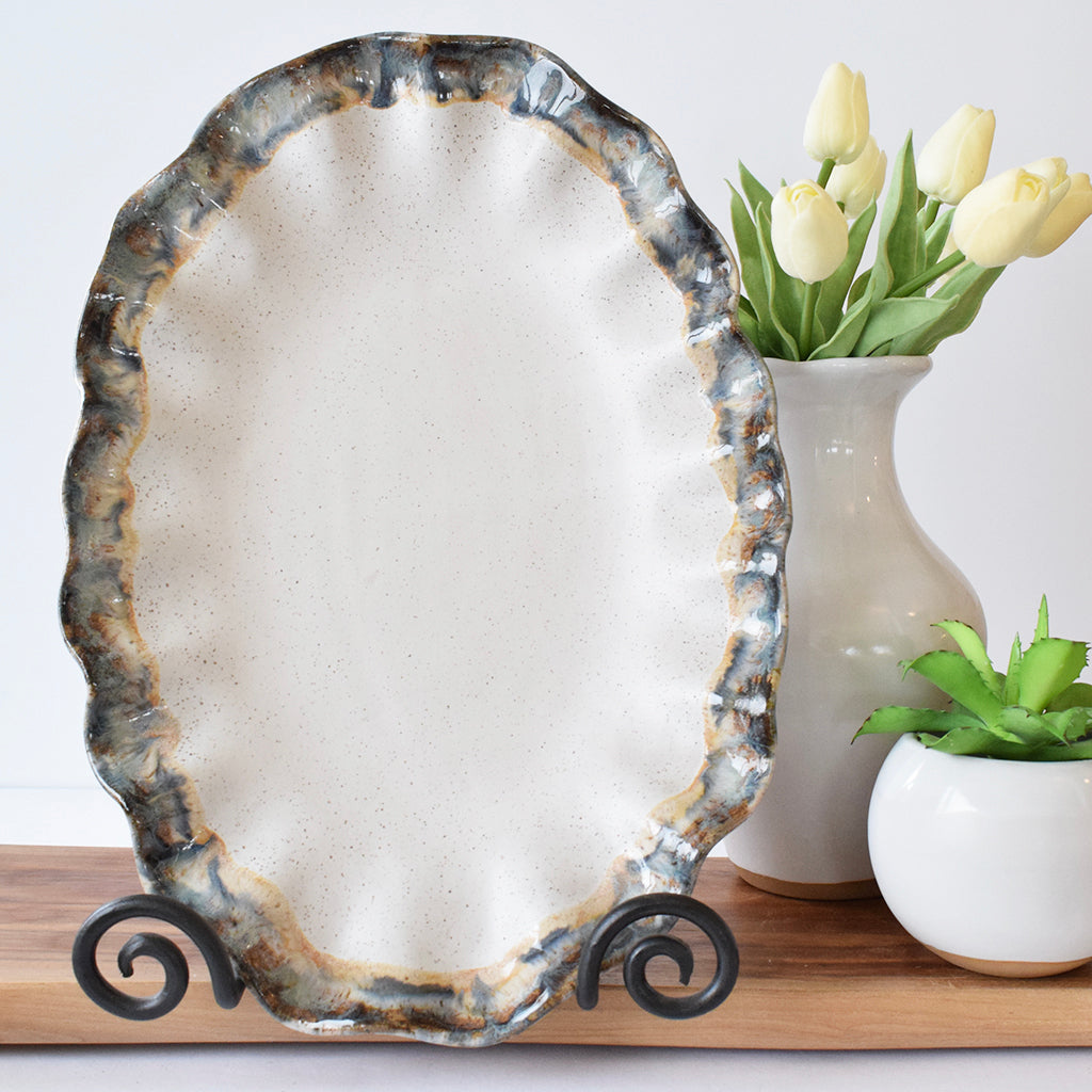 Fluttered Oval Platter Magnolia - TheMississippiGiftCompany.com