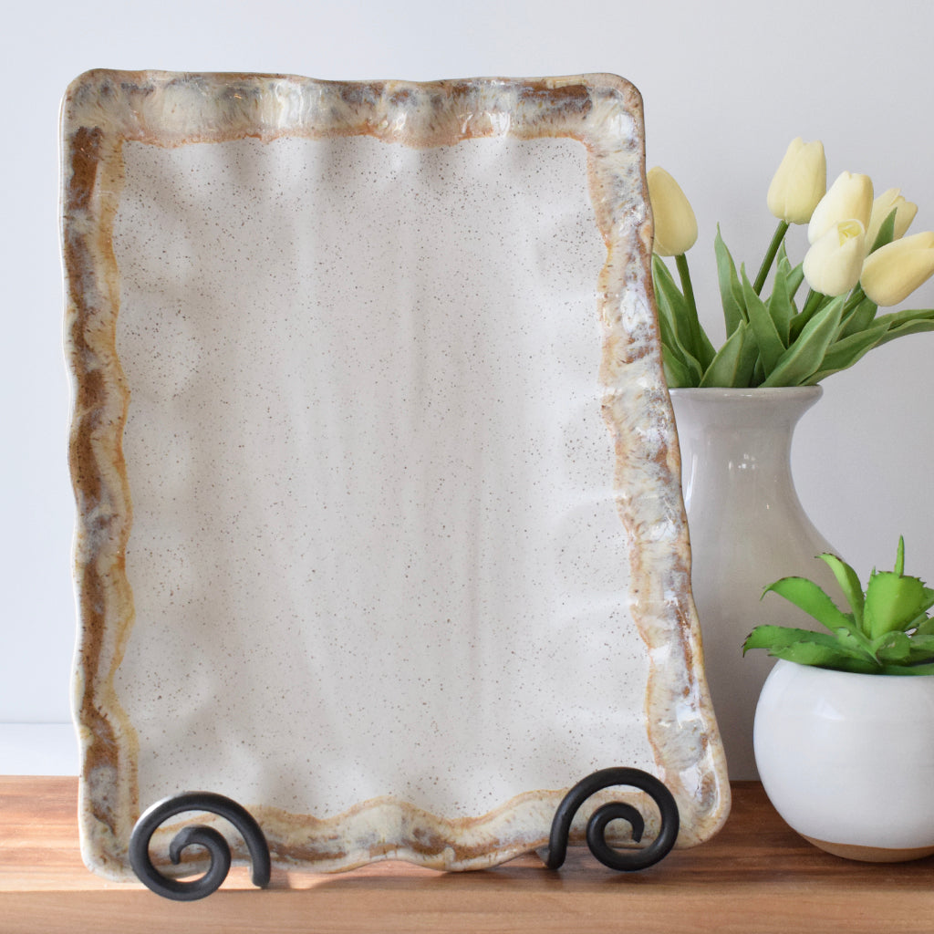 Fluttered Rectangle Tray Cottonwood - TheMississippiGiftCompany.com