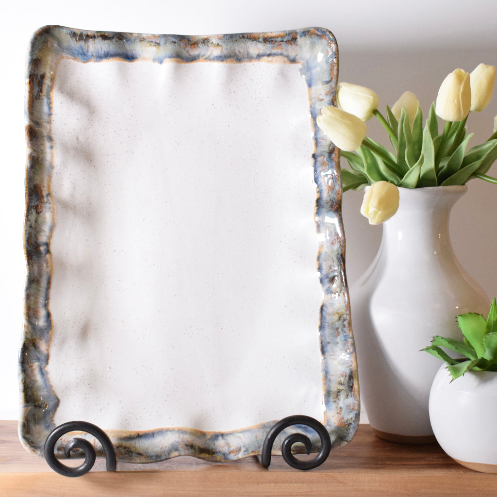 Fluttered Rectangle Tray Magnolia - TheMississippiGiftCompany.com