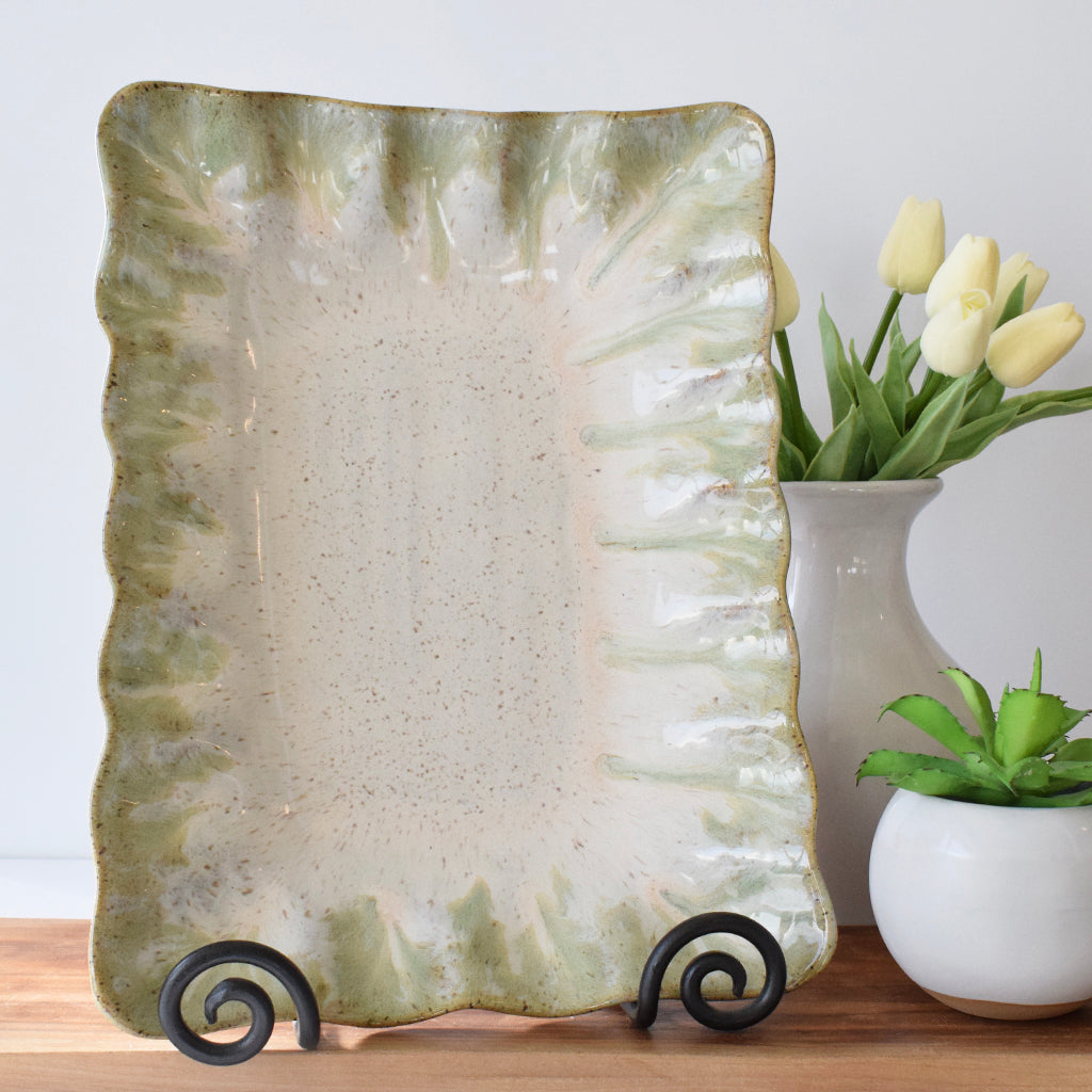 Fluttered Rectangle Tray Matcha - TheMississippiGiftCompany.com