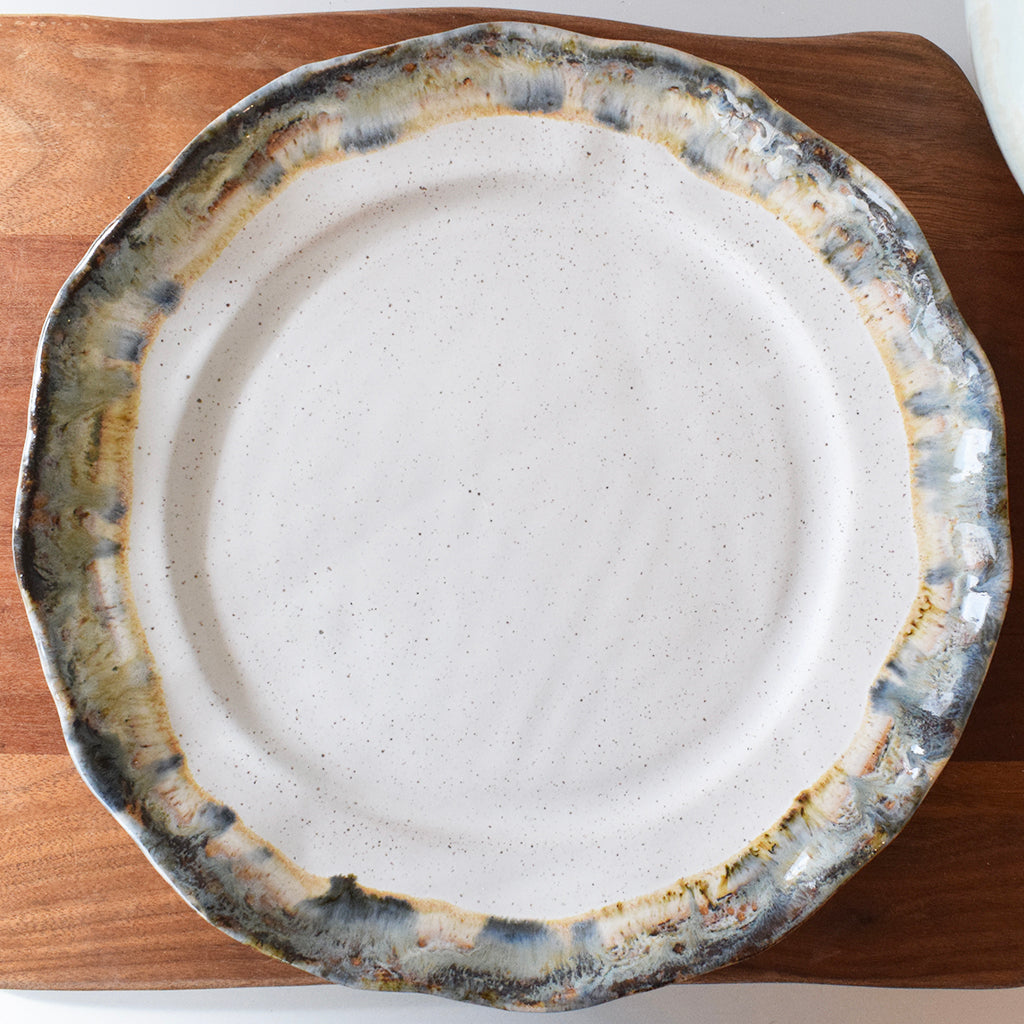 Rimmed Round Dinner Plate-Magnolia - TheMississippiGiftCompany.com