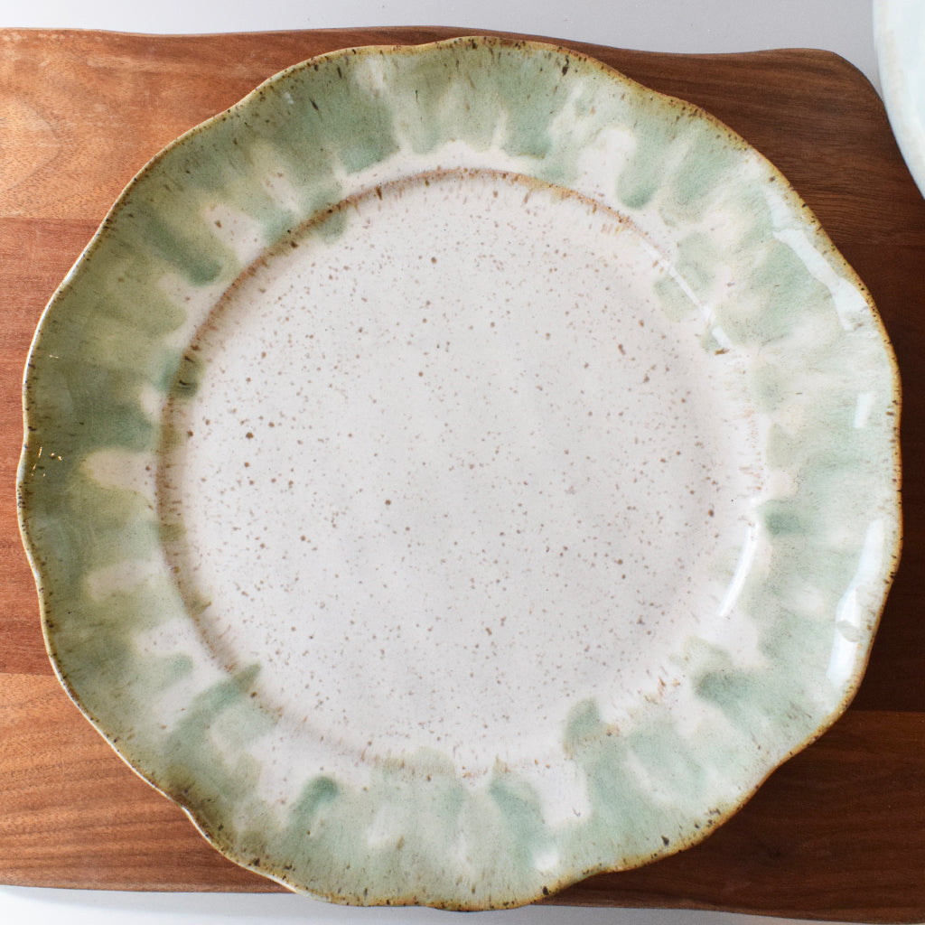 Rimmed Round Dinner Plate-Matcha - TheMississippiGiftCompany.com