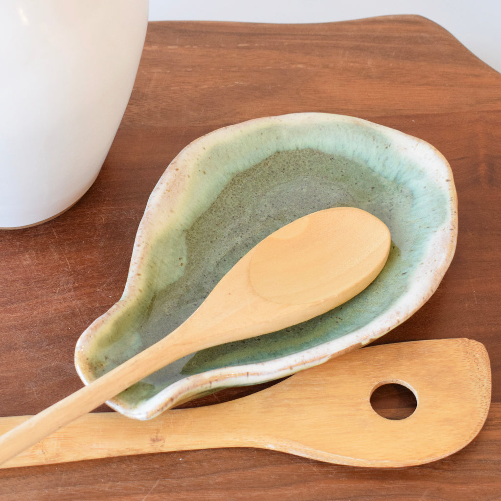 Oval Spoon Rest - Matcha Leaf - TheMississippiGiftCompany.com