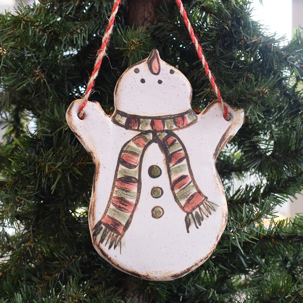 Pottery Snowman Ornament - TheMississippiGiftCompany.com