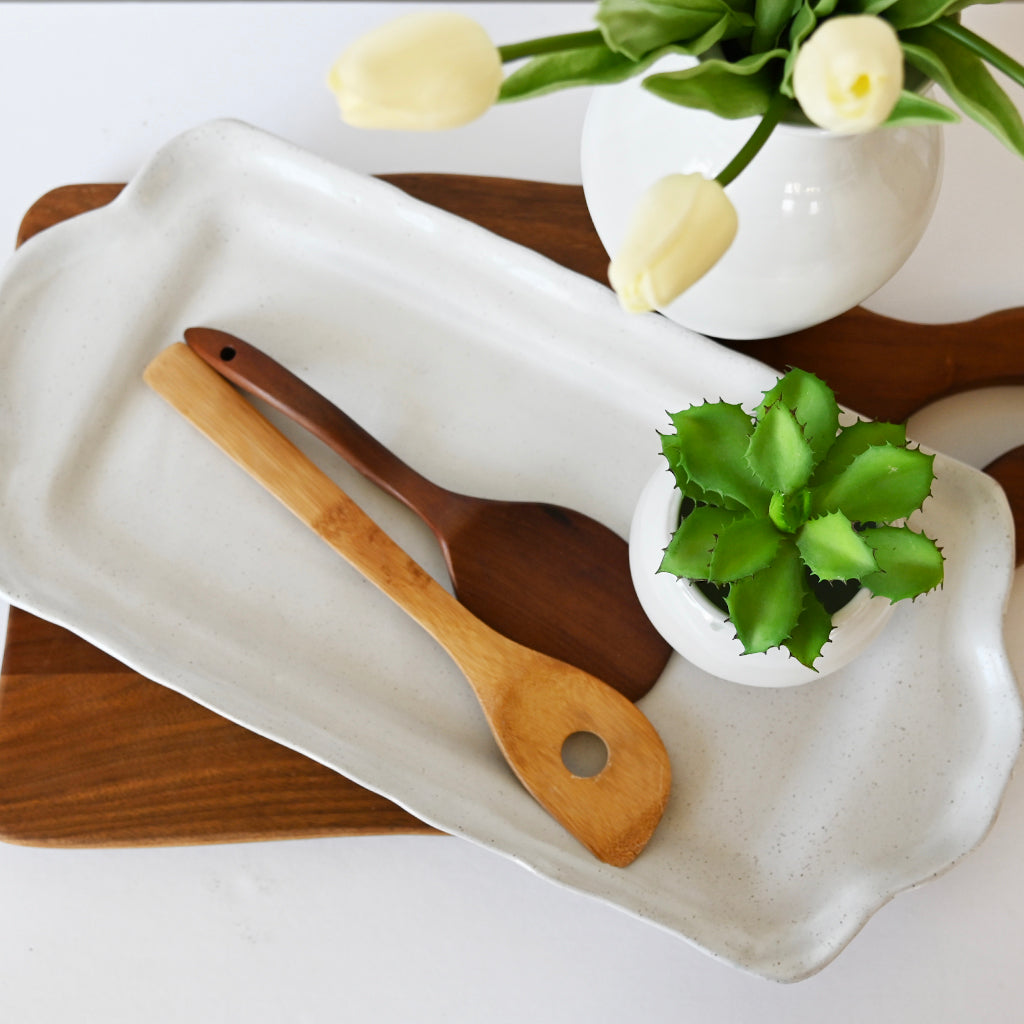 Rectangle Tray with Handles Simply White - TheMississippiGiftCompany.com