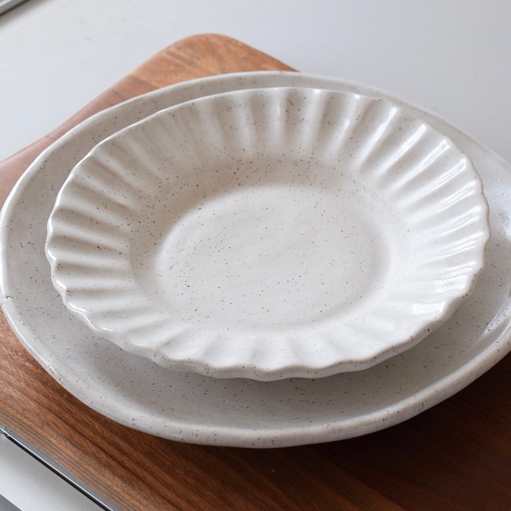 Crimped Salad Plate-Simply White - TheMississippiGiftCompany.com