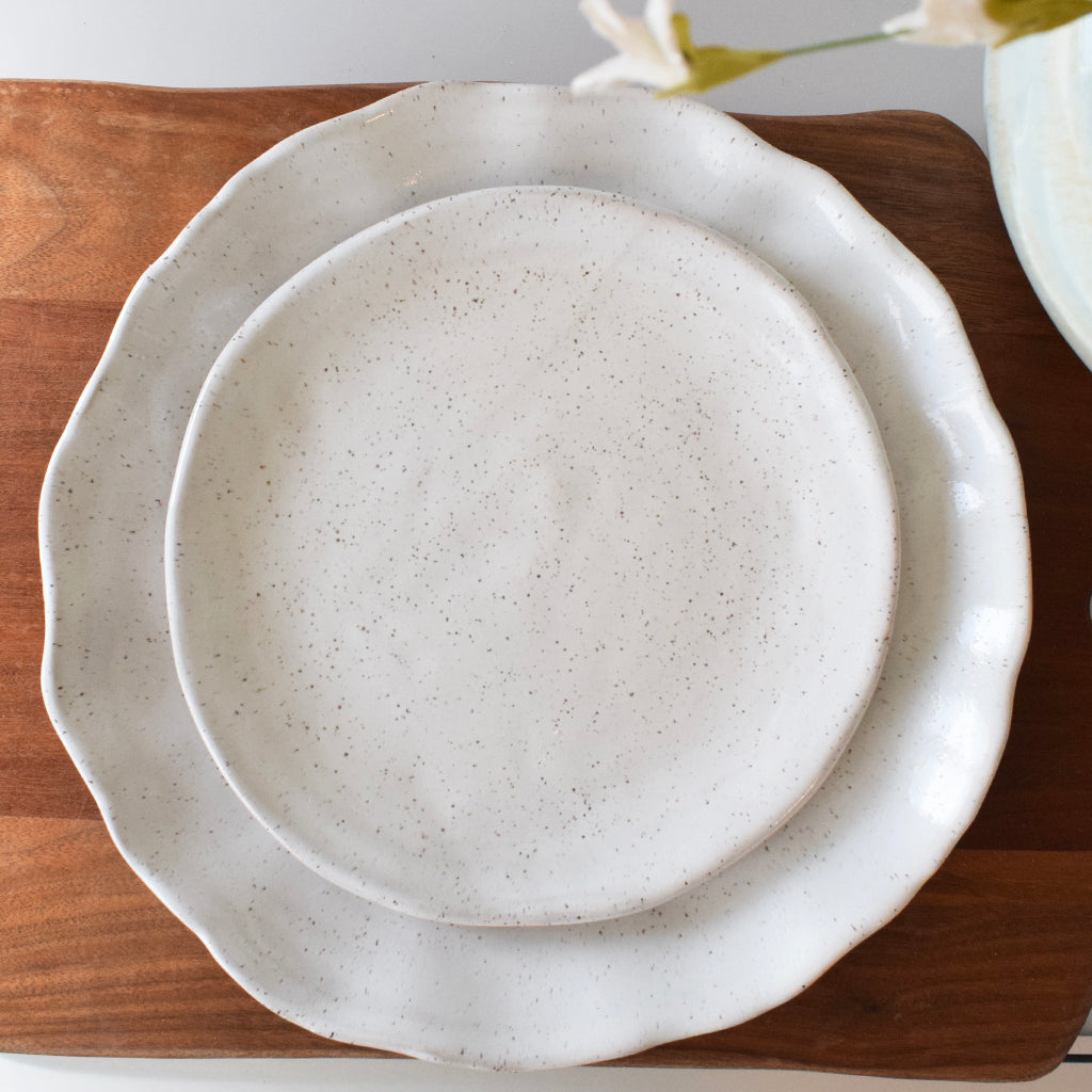 Farmhouse Round Salad Plate-Simply White - TheMississippiGiftCompany.com