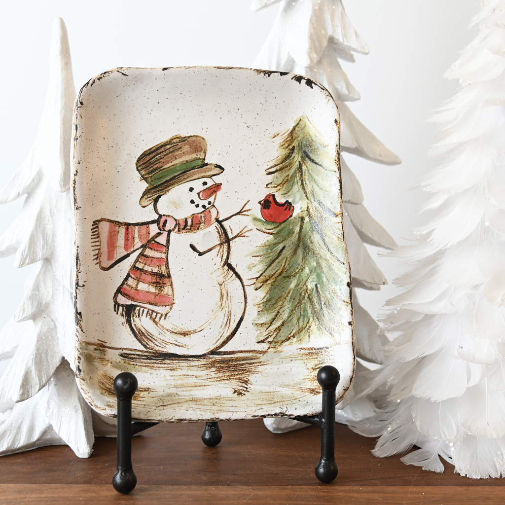 Snowman Meets Cardinal Tray - TheMississippiGiftCompany.com
