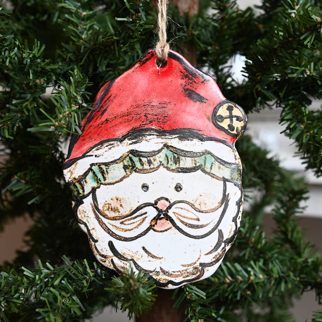Storybook Santa Pottery Ornament - TheMississippiGiftCompany.com