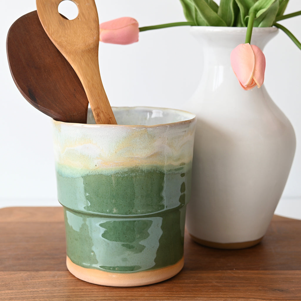 utensil crock matcha leaf