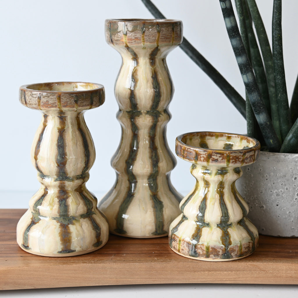 Good Earth Pottery Candlesticks Sparrow