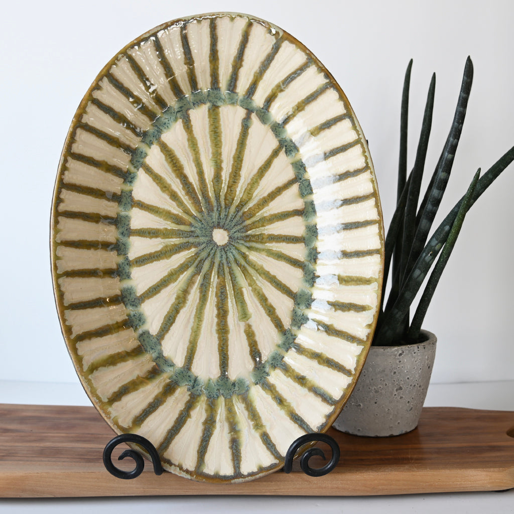 Good Earth Pottery Large Oval Platter Sparrow