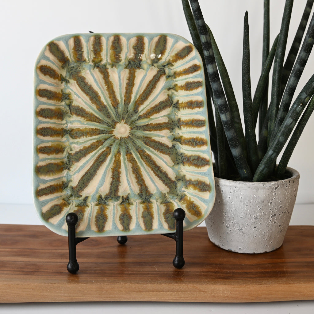 Good Earth Pottery Medium Rectangle Plate Teal