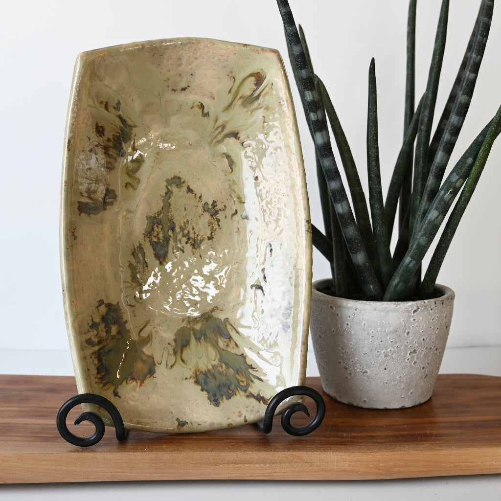 Good Earth Pottery Rectangle Serving Bowl Celery