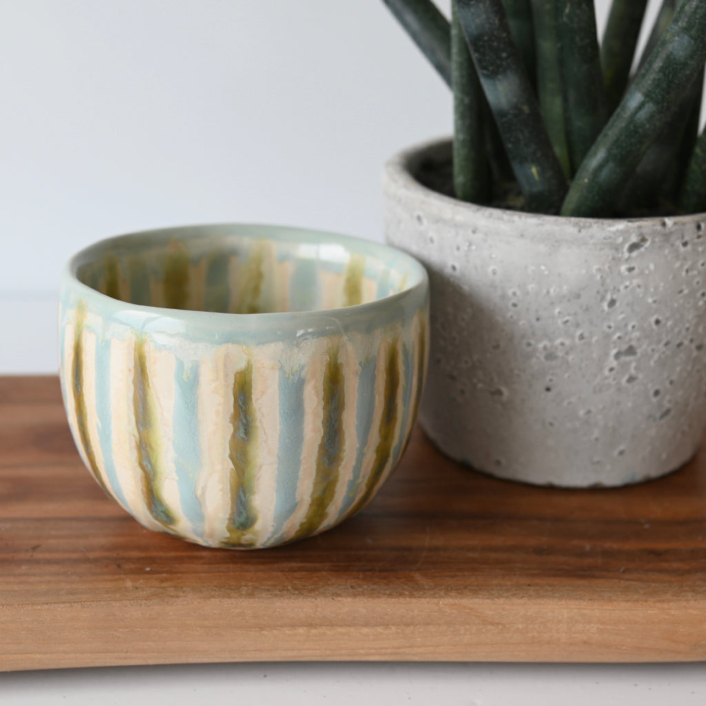 Good Earth Pottery Rice Bowl Teal