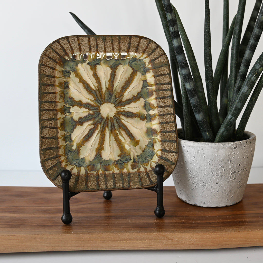 Good Earth Pottery Small Rectangle Plate Sparrow