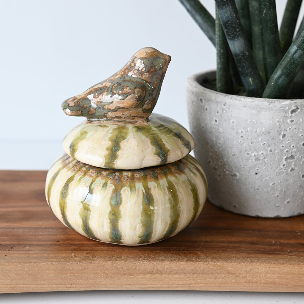 Good Earth Pottery Sugar Bowl Sparrow 