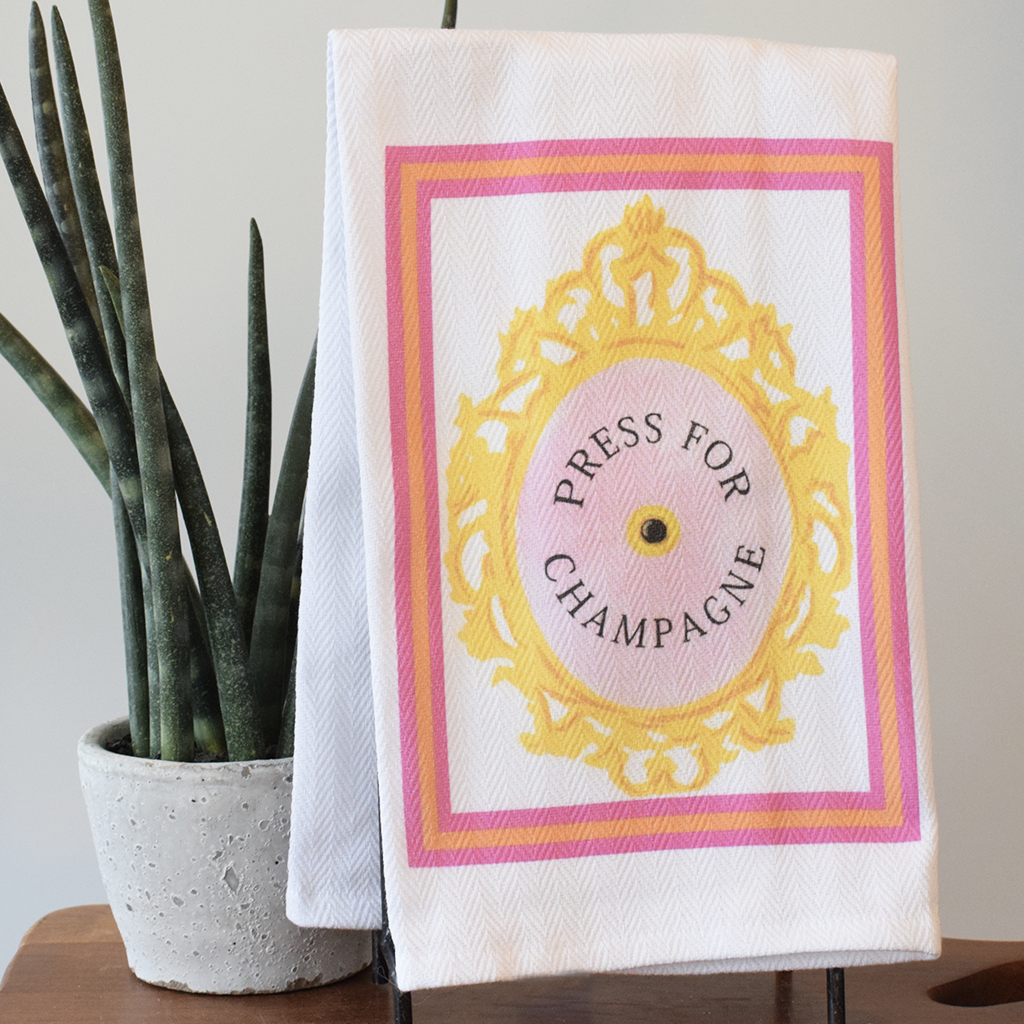Press For Champagne Hand Towel - TheMississippiGiftCompany.com