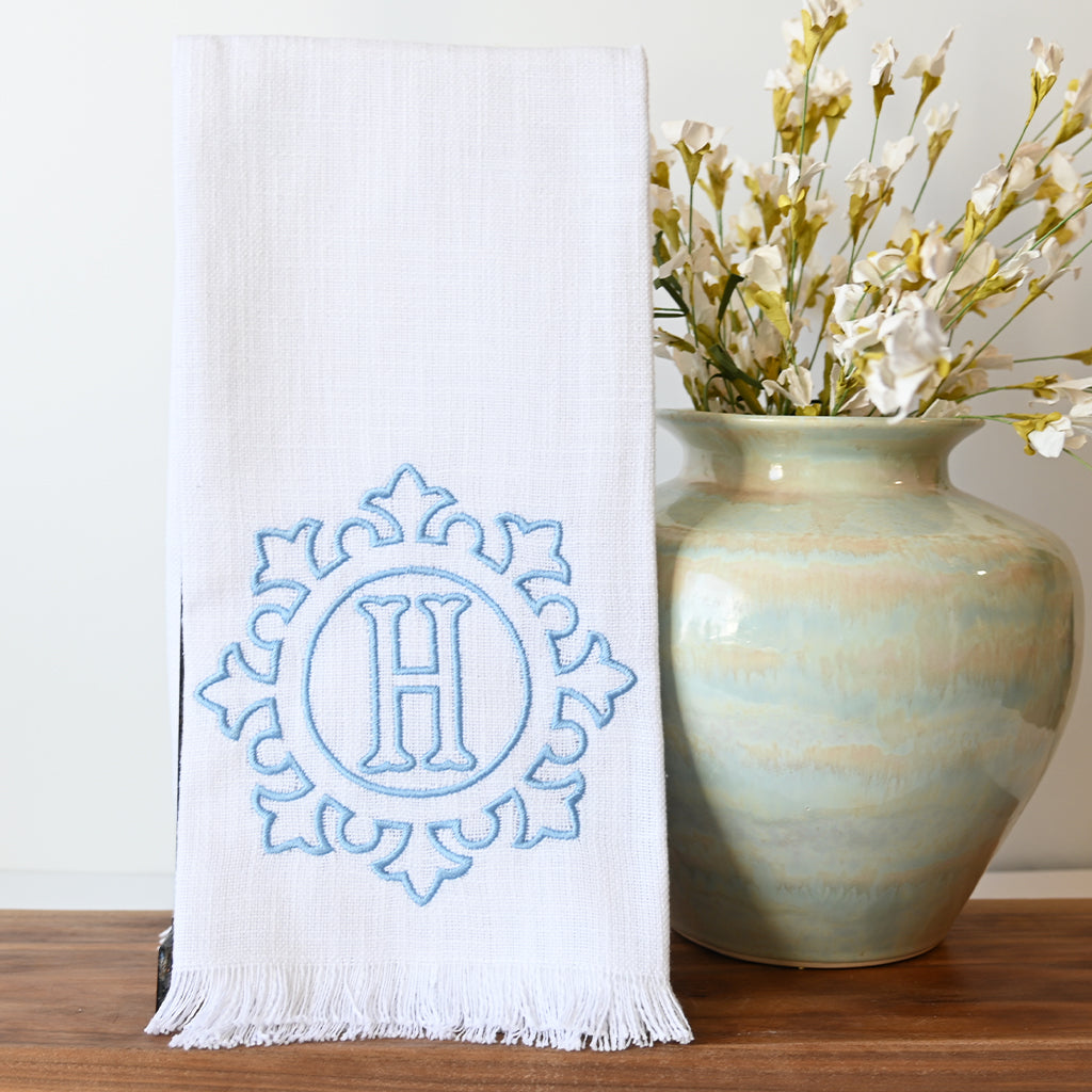 HBAT Blue Sunburst Initial Hand Towel - TheMississippiGiftCompany.com