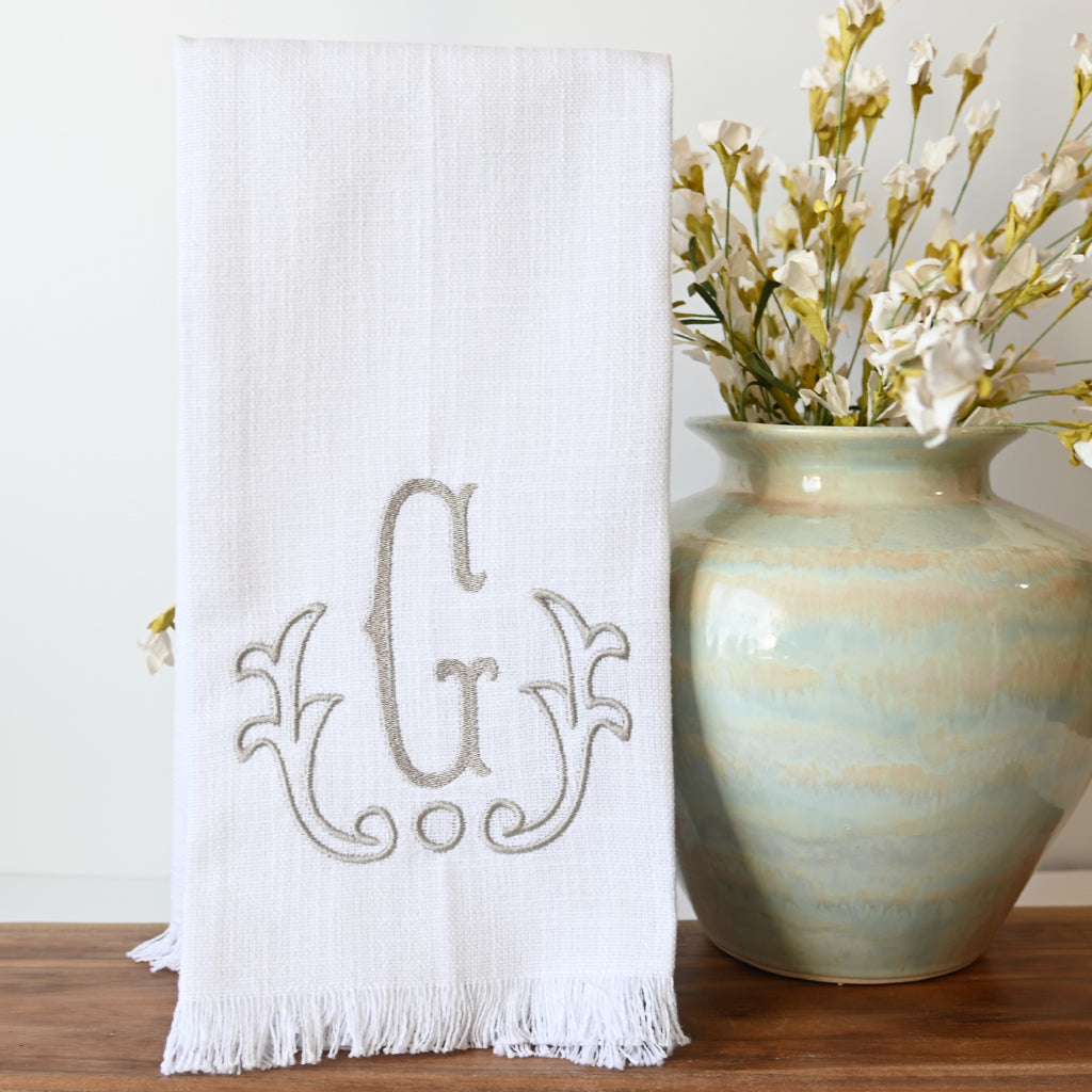 HBAT Gray White Initial Hand Towel - TheMississippiGiftCompany.com