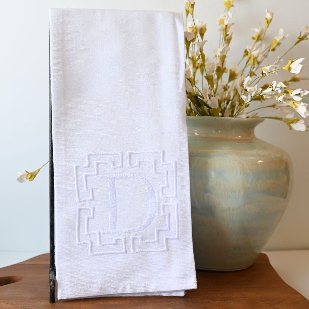 HBAT White Initial Hand Towel - TheMississippiGiftCompany.com