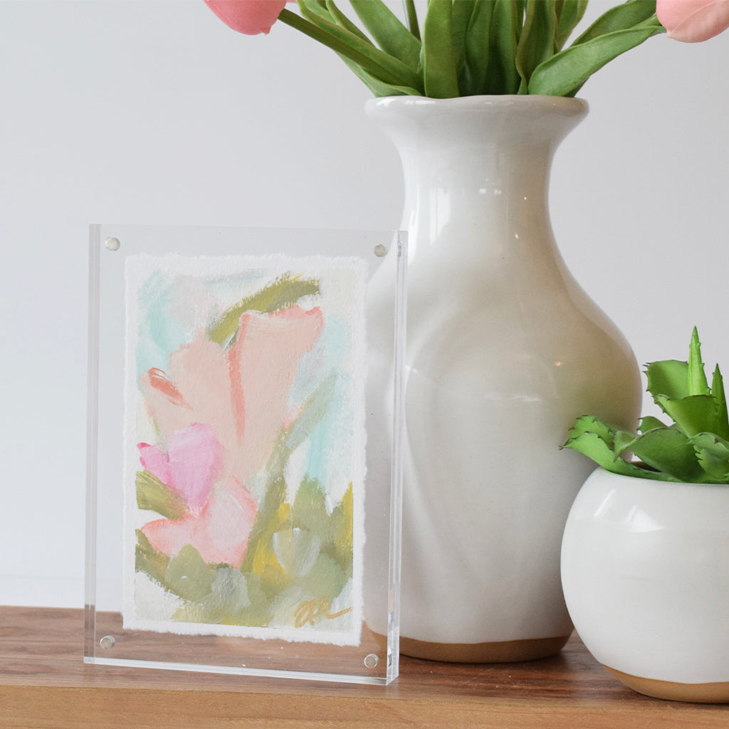 Haley Farris 5"x7" Blush Floral Acrylic - TheMississippiGiftCompany.com