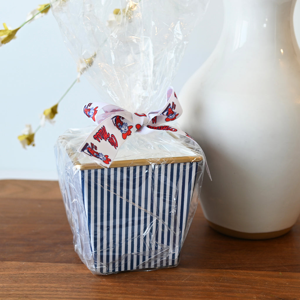 Mini Navy Patterned Candle - TheMississippiGiftCompany.com