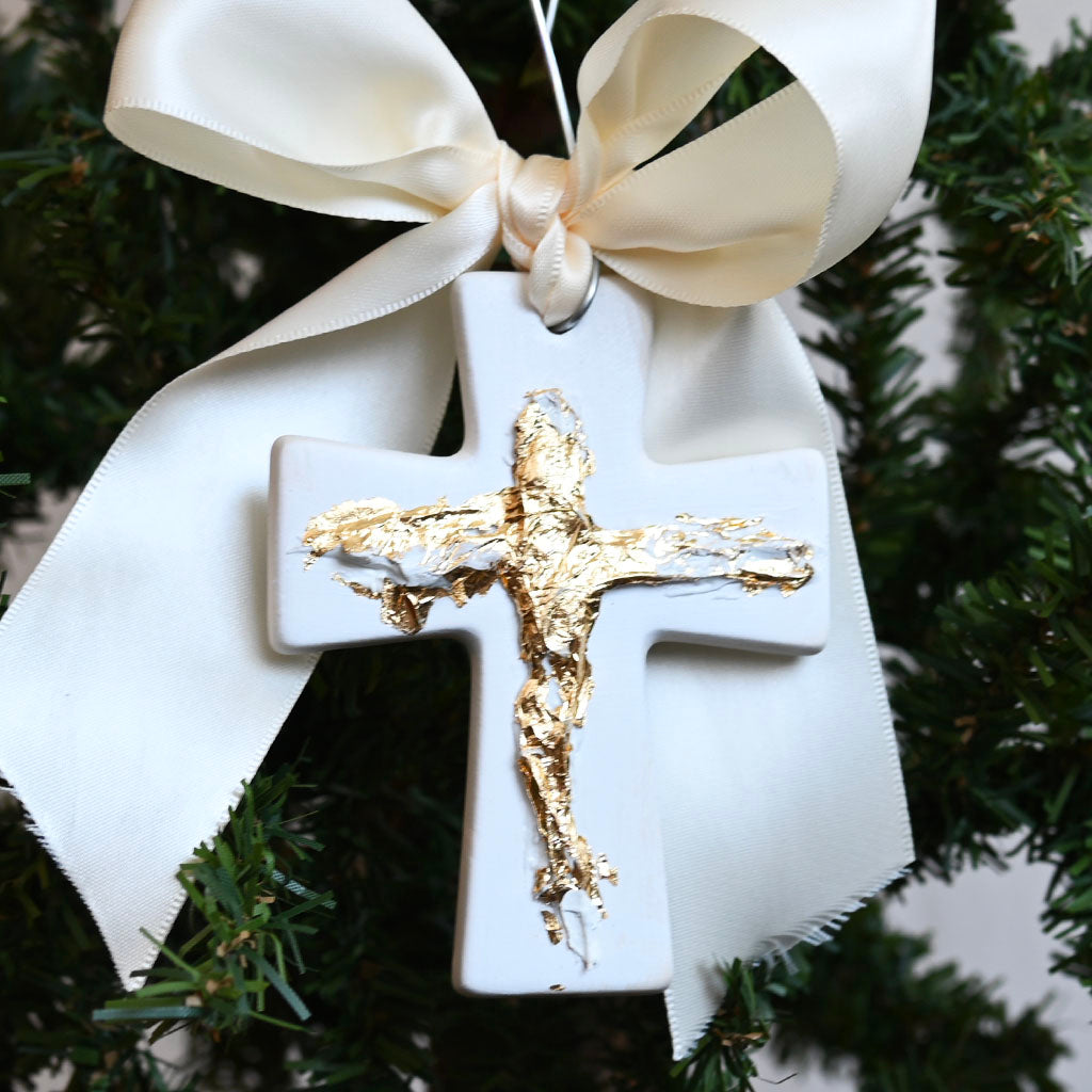 Haley Farris Painted Cross Shaped Ornament - TheMississippiGiftCompany.com