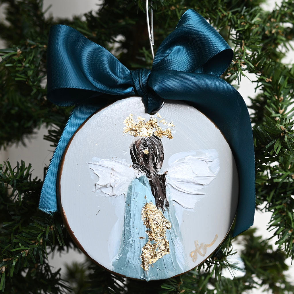 Haley Farris Psalm 91 Angel Ornament Blue - TheMississippiGiftCompany.com