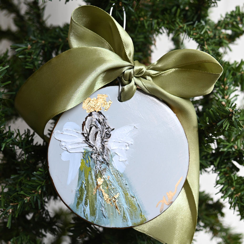 Haley Farris Psalm 91 Angel Ornament Green - TheMississippiGiftCompany.com