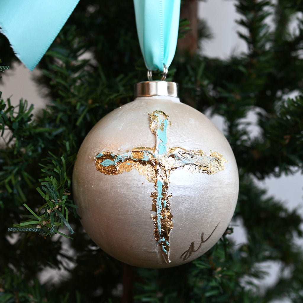 Haley Farris Painted Cross Round Ornament - TheMississippiGiftCompany.com