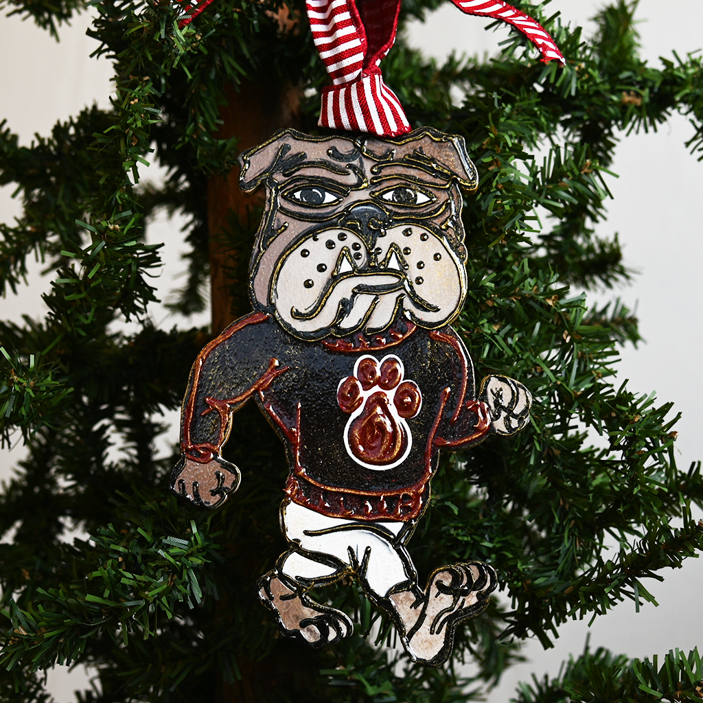 Bulldog Wooden Ornament - TheMississippiGiftCompany.com