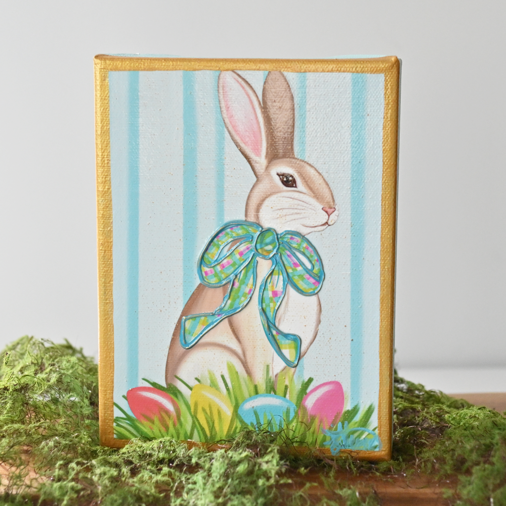 Blue Easter Bunny Canvas - TheMississippiGiftCompany.com