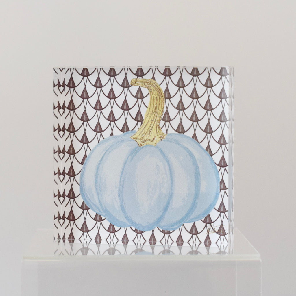 Blue Pumpkin Acrylic Block - TheMississippiGiftCompany.com