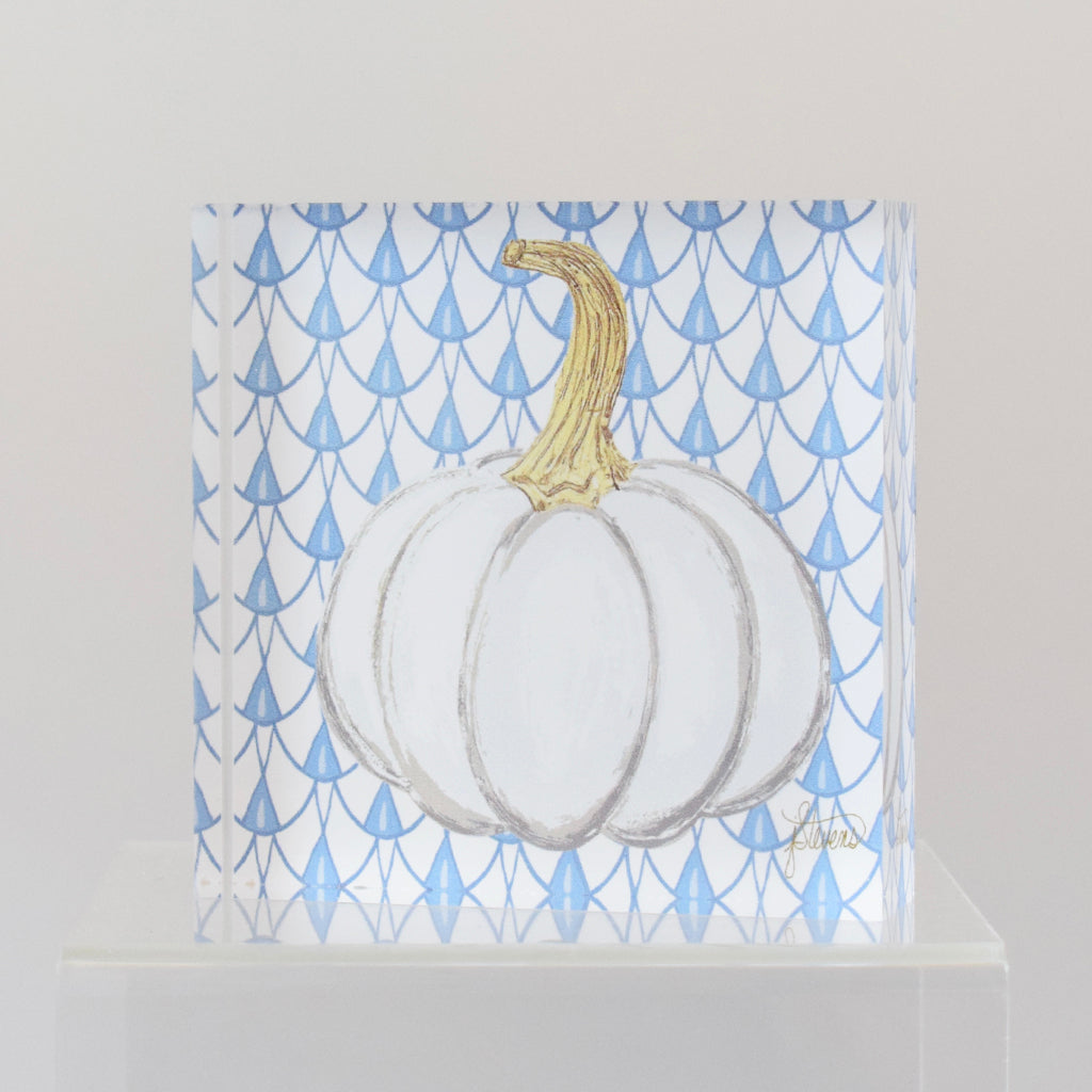 White Pumpkin Acrylic Block - TheMississippiGiftCompany.com