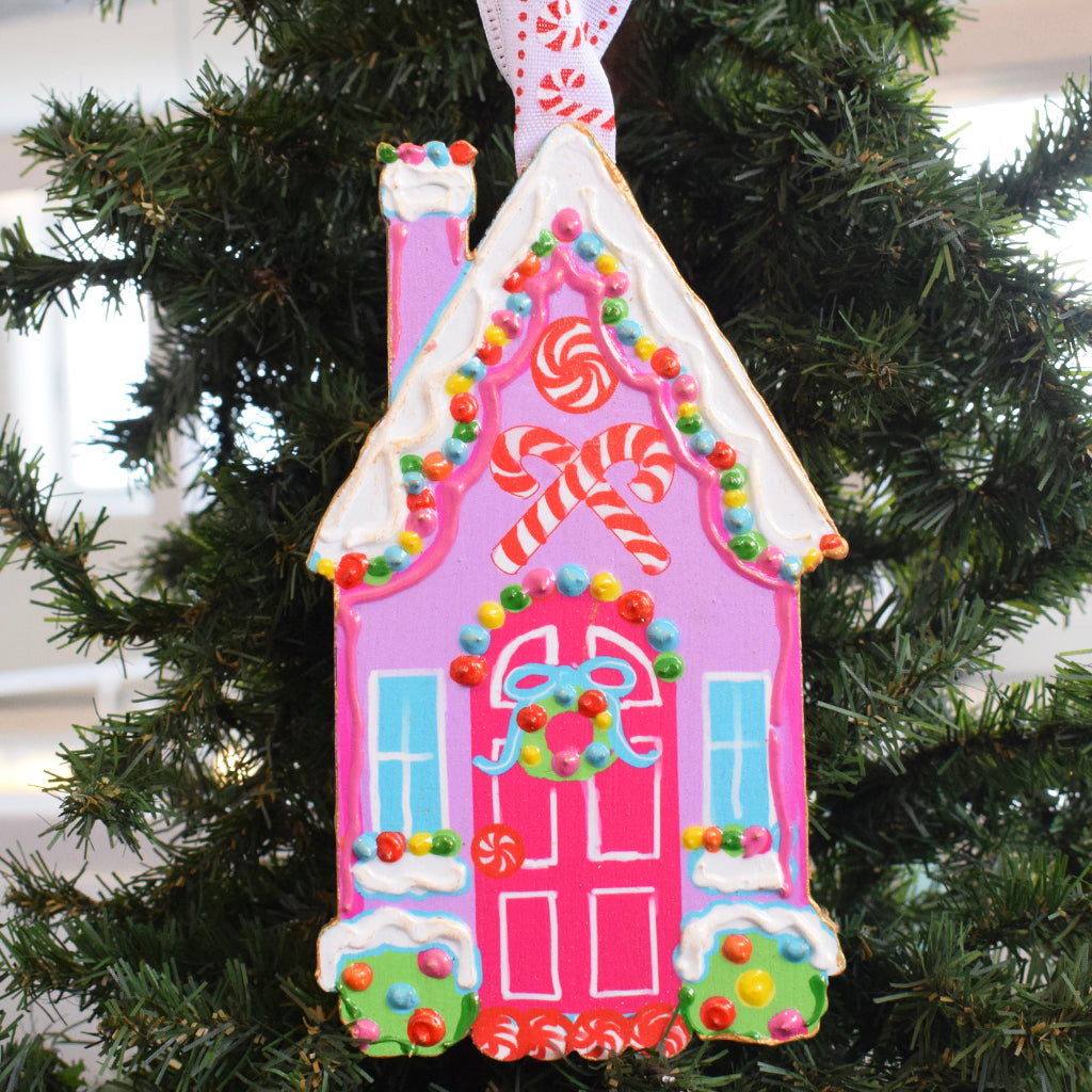 Wooden Gingerbread House Ornament - TheMississippiGiftCompany.com