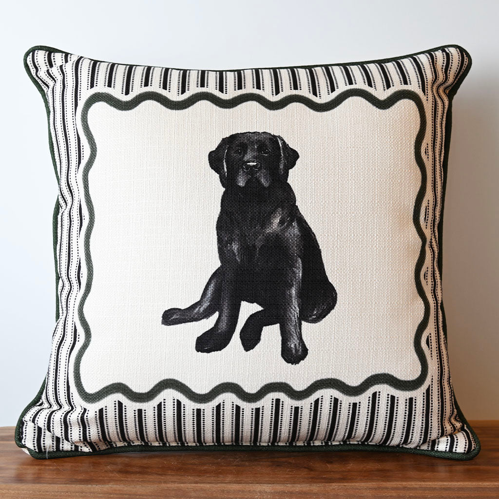 Little Birdie Pillow Black Lab Square Pillow - TheMississippiGiftCompany.com