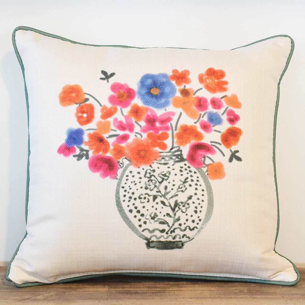 Chinoiserie Vase Square Pillow - TheMississippiGiftCompany.com