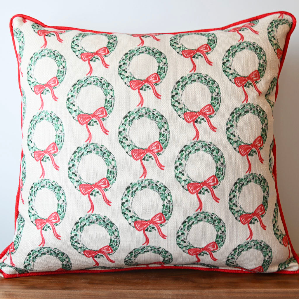 Little Birdie Pillow Christmas Wreath Oversized Pillow - TheMississippiGiftCompany.com
