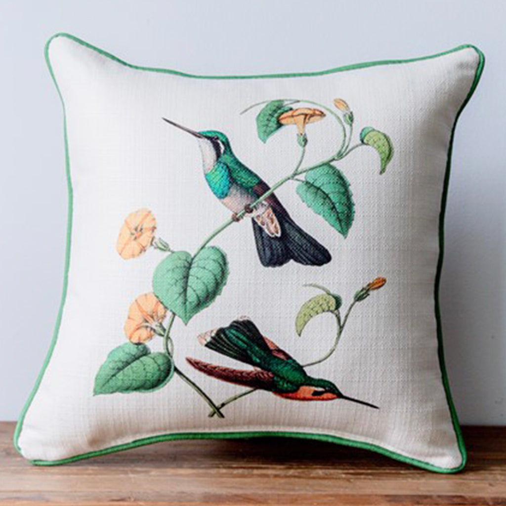 Yellow Flower Hummingbirds Square Pillow - TheMississippiGiftCompany.com