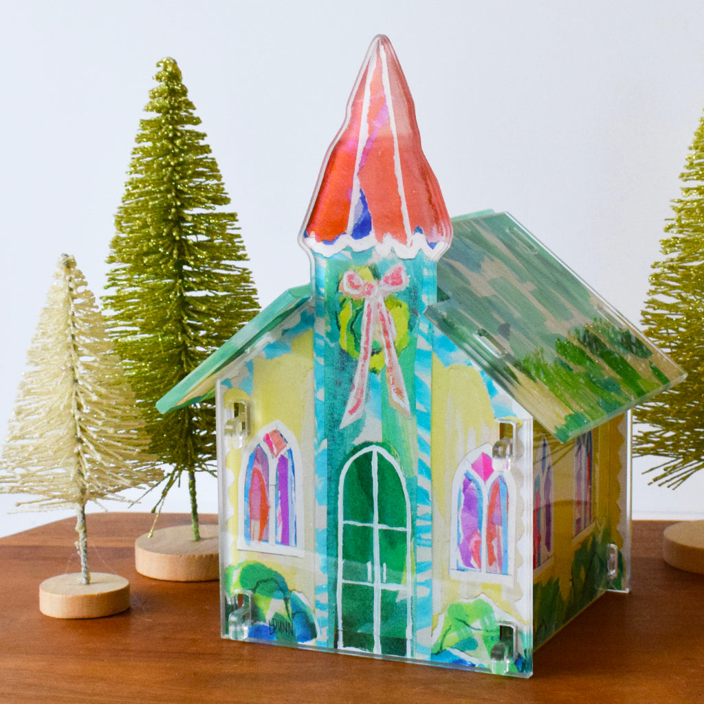 Acrylic Christmas Village Church - TheMississippiGiftCompany.com
