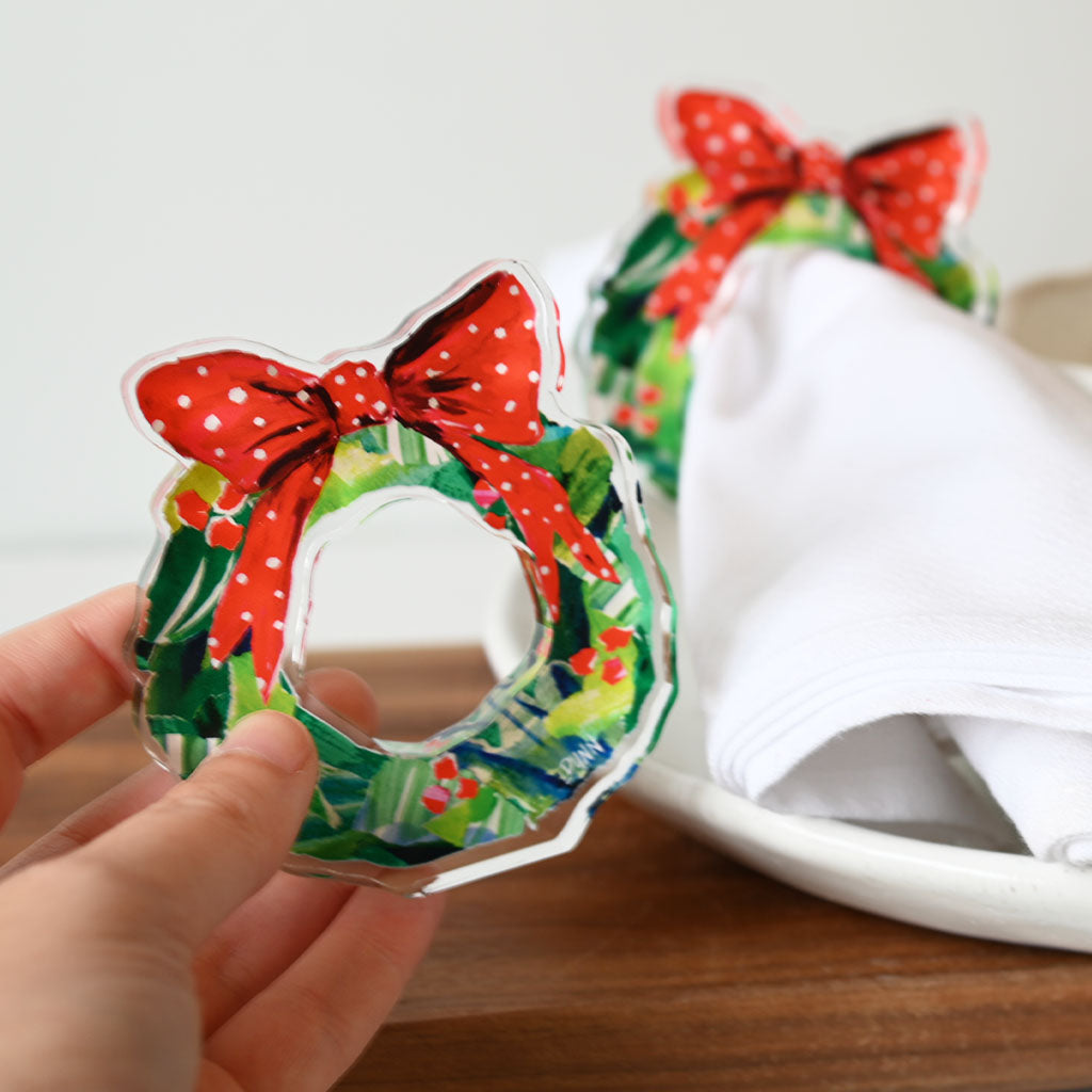 Lauren Dunn Berry Wreath Acrylic Napkin Rings - TheMississippiGiftCompany.com