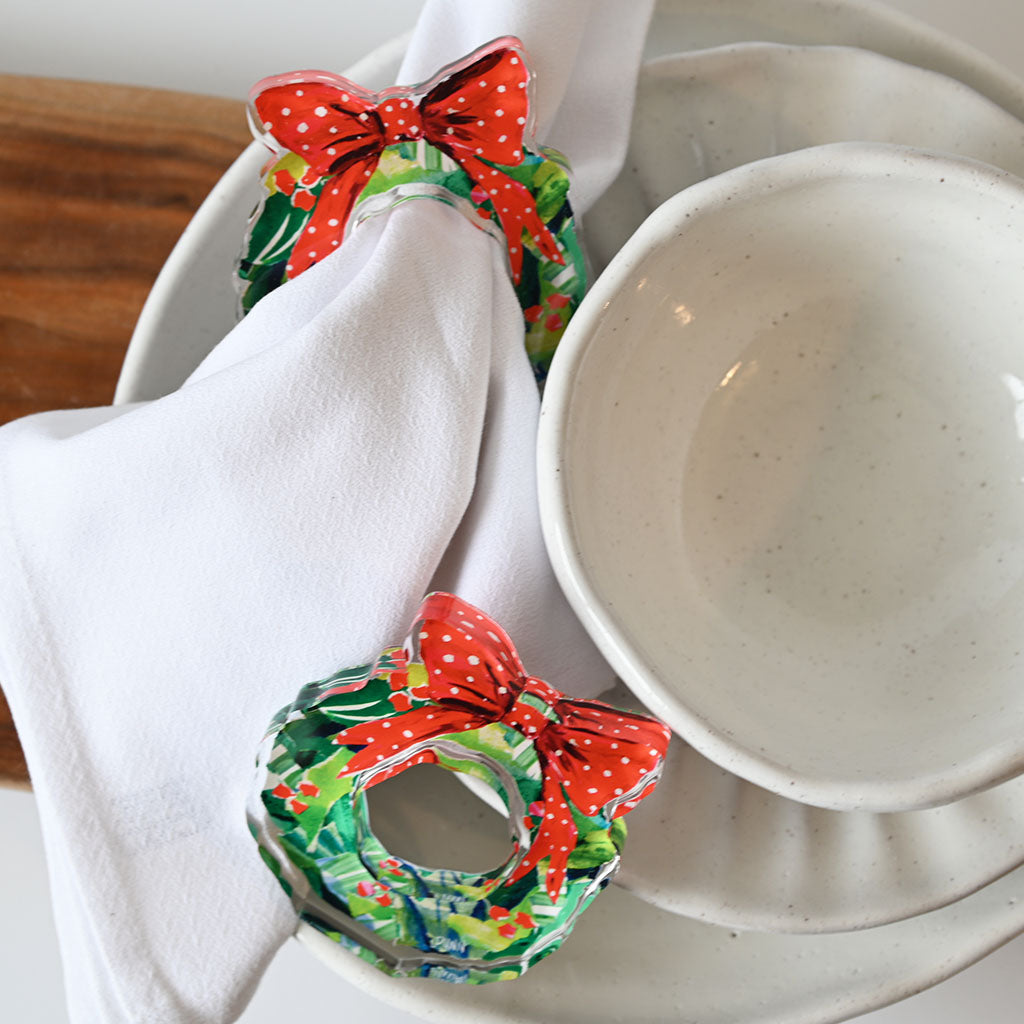 Lauren Dunn Berry Wreath Acrylic Napkin Rings - TheMississippiGiftCompany.com