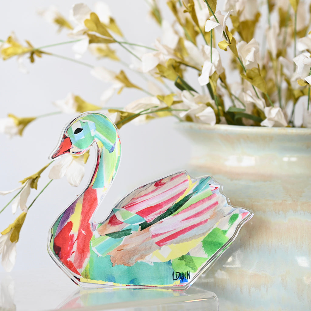 Bitty Swan Acrylic Block - TheMississippiGiftCompany.com