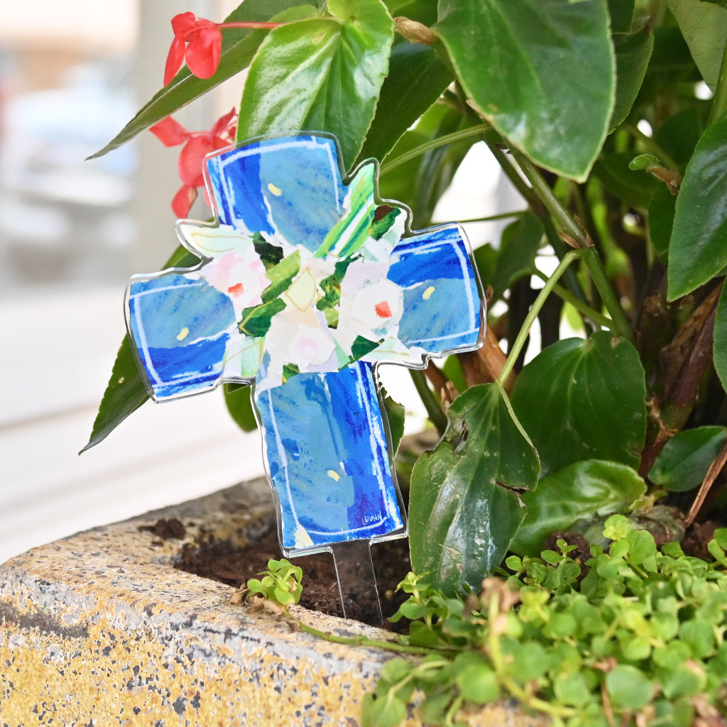 Blue Cross Acrylic Plant Stake | Mississippi made product