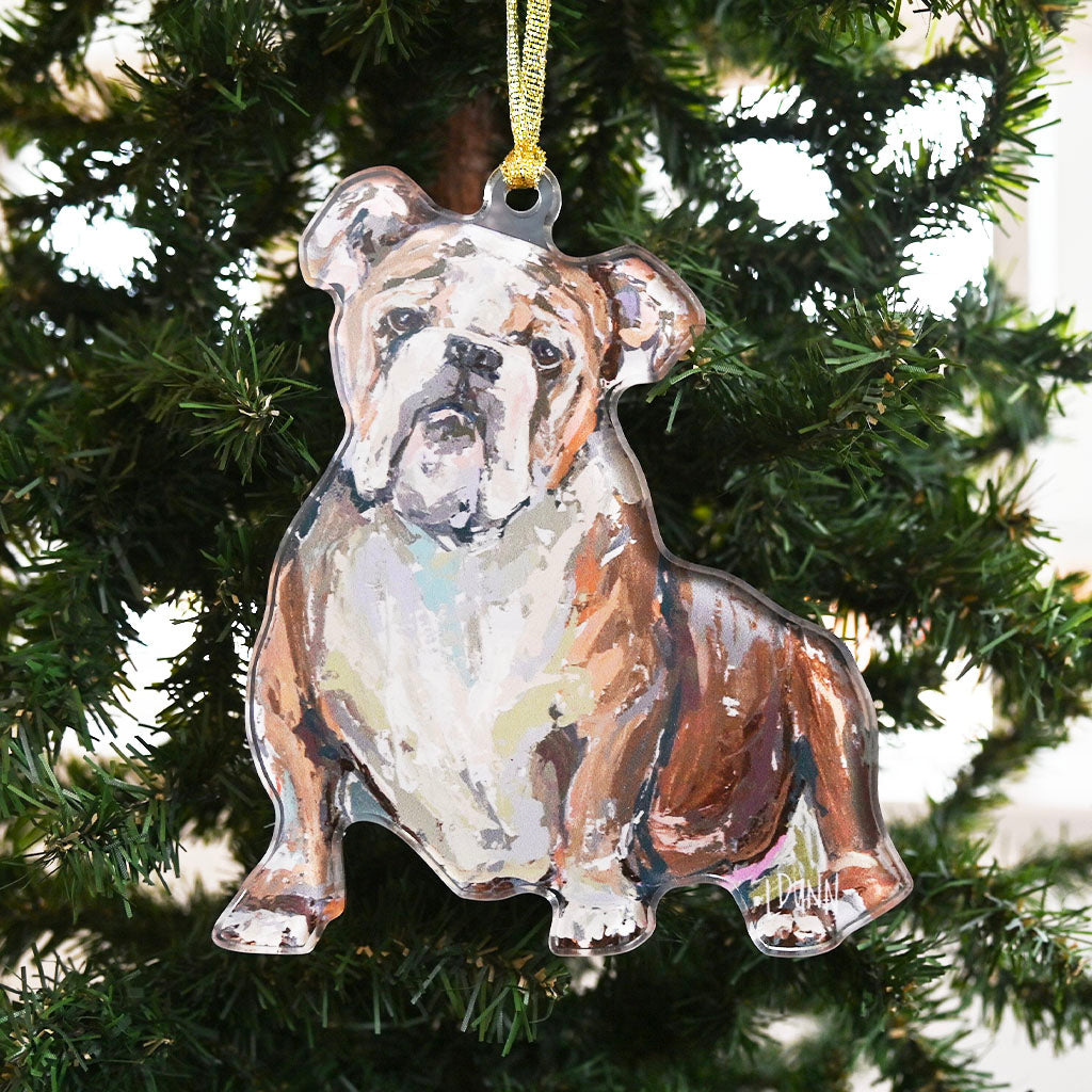 Bulldog Mascot Acrylic Ornament - TheMississippiGiftCompany.com