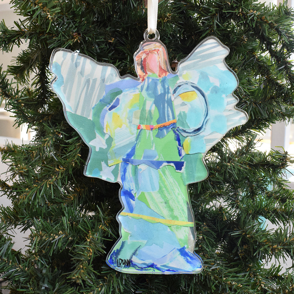 Green "Good News" Acrylic Angel Ornament - TheMississippiGiftCompany.com