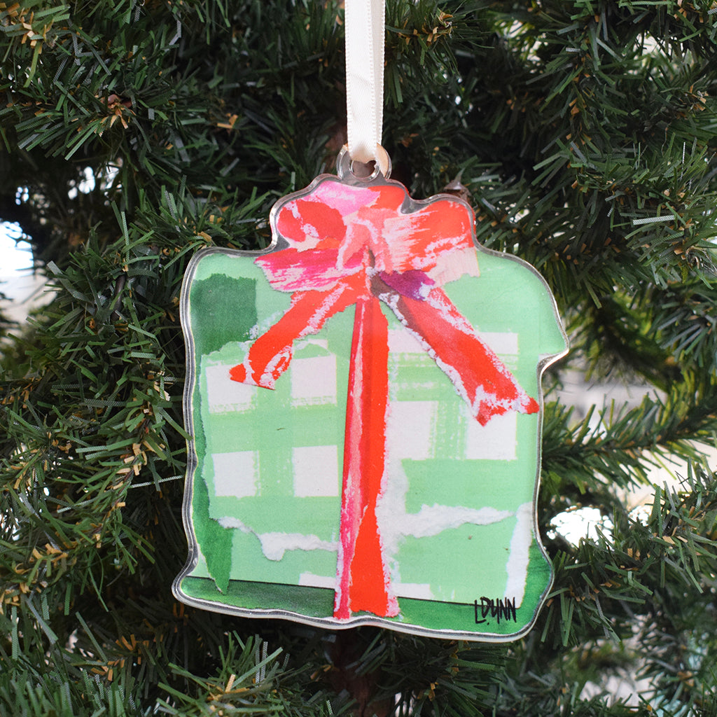 Green Plaid Gift of Love Acrylic Ornament - TheMississippiGiftCompany.com